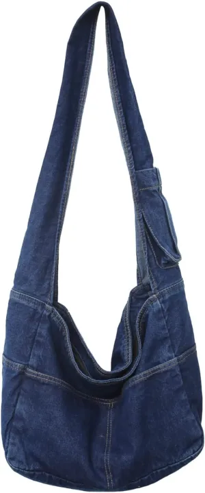 Denim Hobo Bags for Women Retro Jean Shoulder Bag Casual Jean Tote Handbags Vintage Satchel Bags for Teen Girls