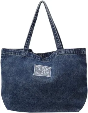 Denim Large Tote Bag Large Capacity Women's Shoulder Bag Summer Beach Bag Jean Handbag