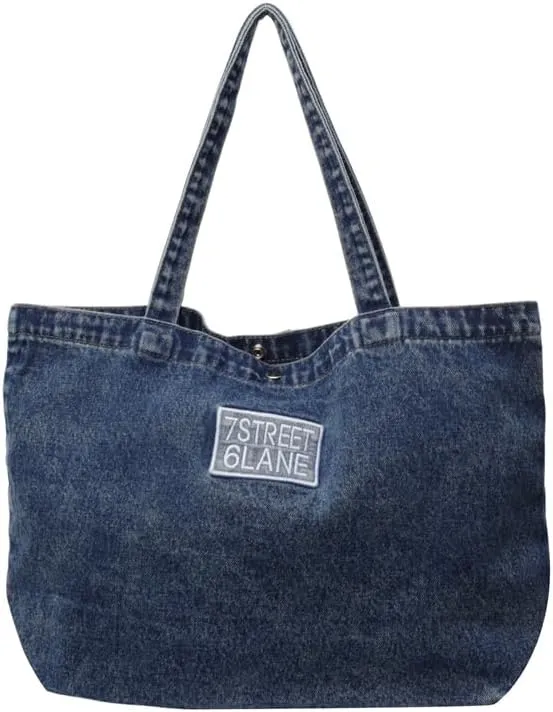 Denim Large Tote Bag Large Capacity Women's Shoulder Bag Summer Beach Bag Jean Handbag