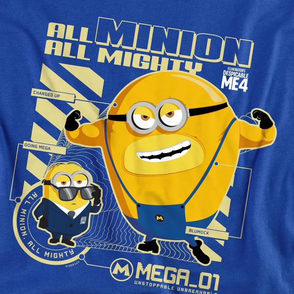 Despicable Me 4 Mega Minion Blueprint Blue Kids T Shirt for Youth Toddler Boys and Girls