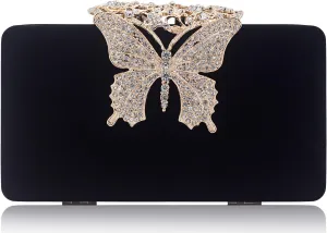 Dexmay Rhinestone Clutch Bag with Crystal Butterfly Clasp Women Evening Handbag Formal Party Purse