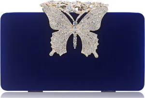 Dexmay Rhinestone Clutch Bag with Crystal Butterfly Clasp Women Evening Handbag Formal Party Purse