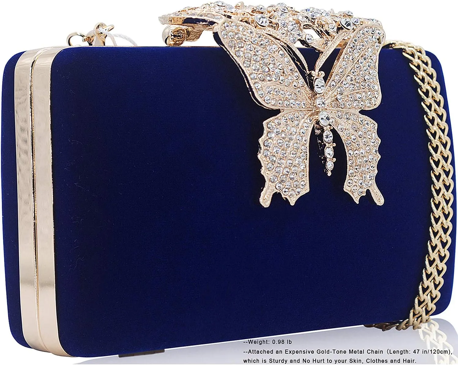 Dexmay Rhinestone Clutch Bag with Crystal Butterfly Clasp Women Evening Handbag Formal Party Purse