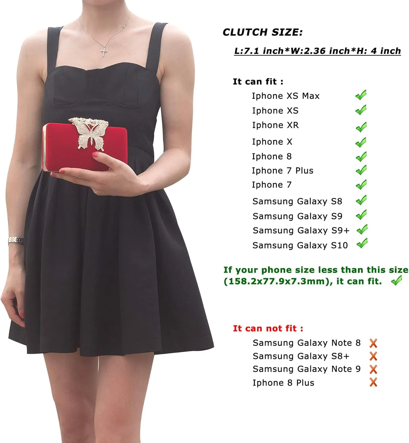 Dexmay Rhinestone Clutch Bag with Crystal Butterfly Clasp Women Evening Handbag Formal Party Purse