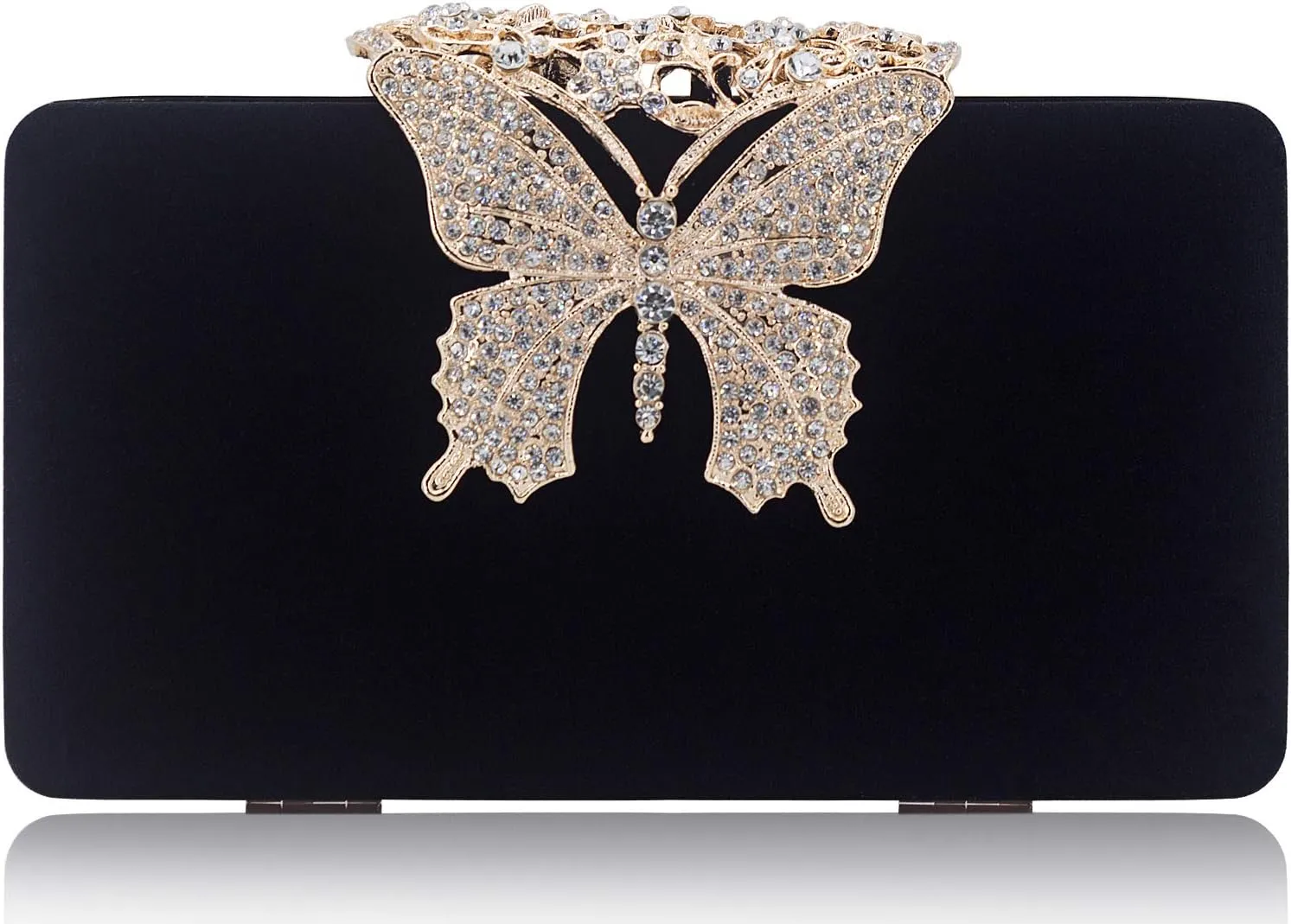 Dexmay Rhinestone Clutch Bag with Crystal Butterfly Clasp Women Evening Handbag Formal Party Purse