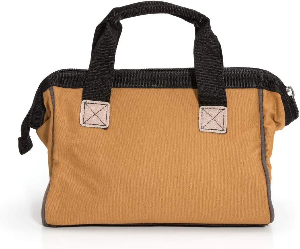 Dickies 12-Inch Durable Canvas Work Bag for Painters, Carpenters, and Builders, Heavy-Duty Zipper, Reinforced Handles, Tan