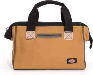 Dickies 12-Inch Durable Canvas Work Bag for Painters, Carpenters, and Builders, Heavy-Duty Zipper, Reinforced Handles, Tan