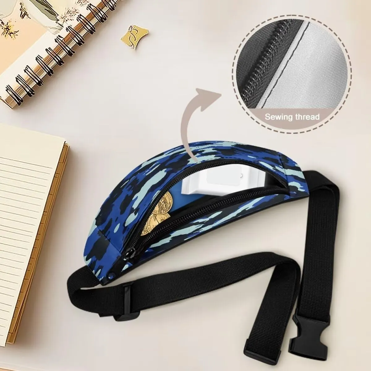 doginthehole Camo Kids Fanny Pack for Boys Travel Small Waist Bag Blue Camouflage Crossbody Belt Bag for Boys Fanny Bag with Adjustable Straps
