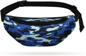 doginthehole Camo Kids Fanny Pack for Boys Travel Small Waist Bag Blue Camouflage Crossbody Belt Bag for Boys Fanny Bag with Adjustable Straps