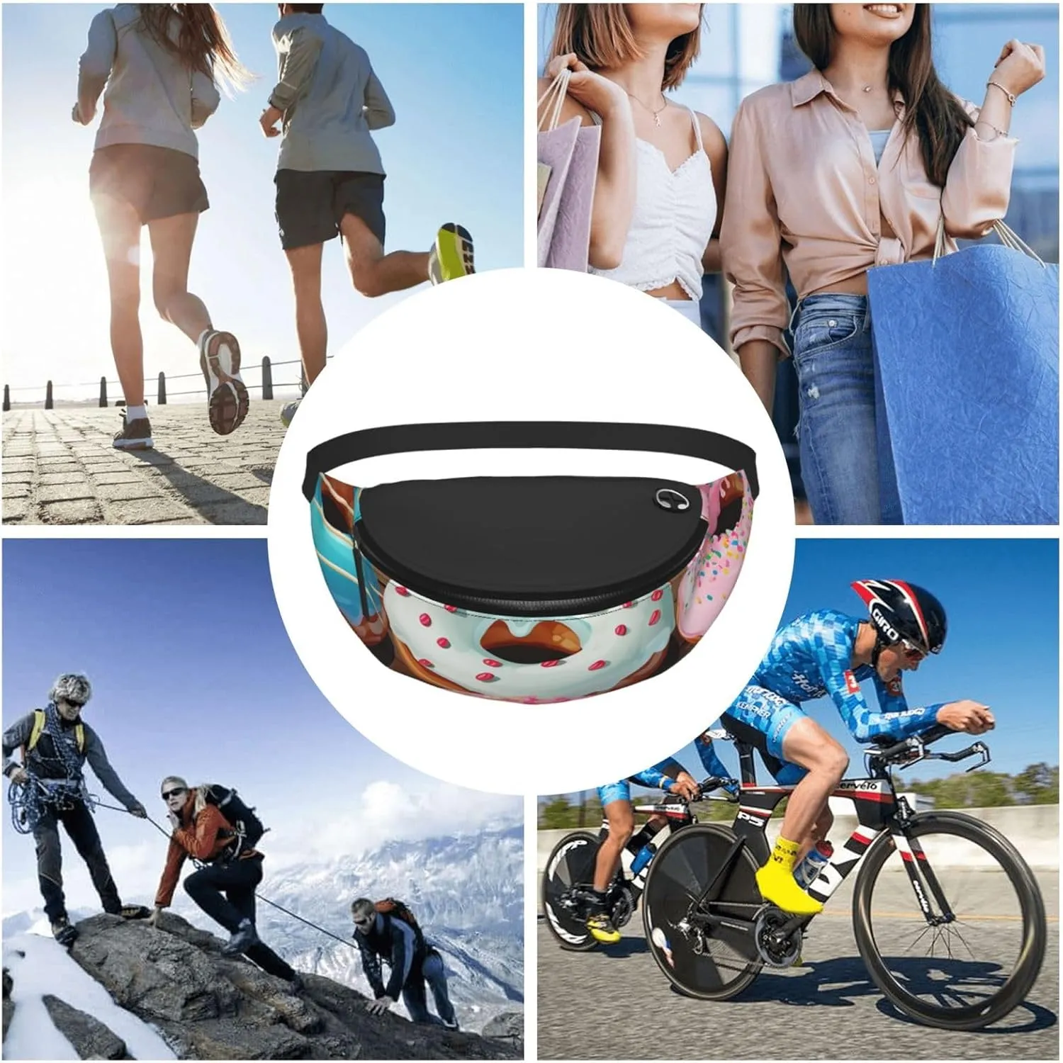 Donuts Fanny Pack for Man Women Waist Bag Adjustable Belt Casual Chest Bag Bum Bags for Travel Sports Running Hiking Waist Packs
