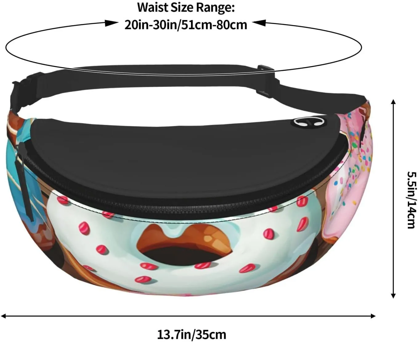 Donuts Fanny Pack for Man Women Waist Bag Adjustable Belt Casual Chest Bag Bum Bags for Travel Sports Running Hiking Waist Packs