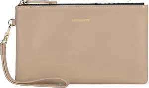 DORIS&JACKY Goatskin Leather Wristlet Clutch Wallet Cute Small Pouch Bag With Strap