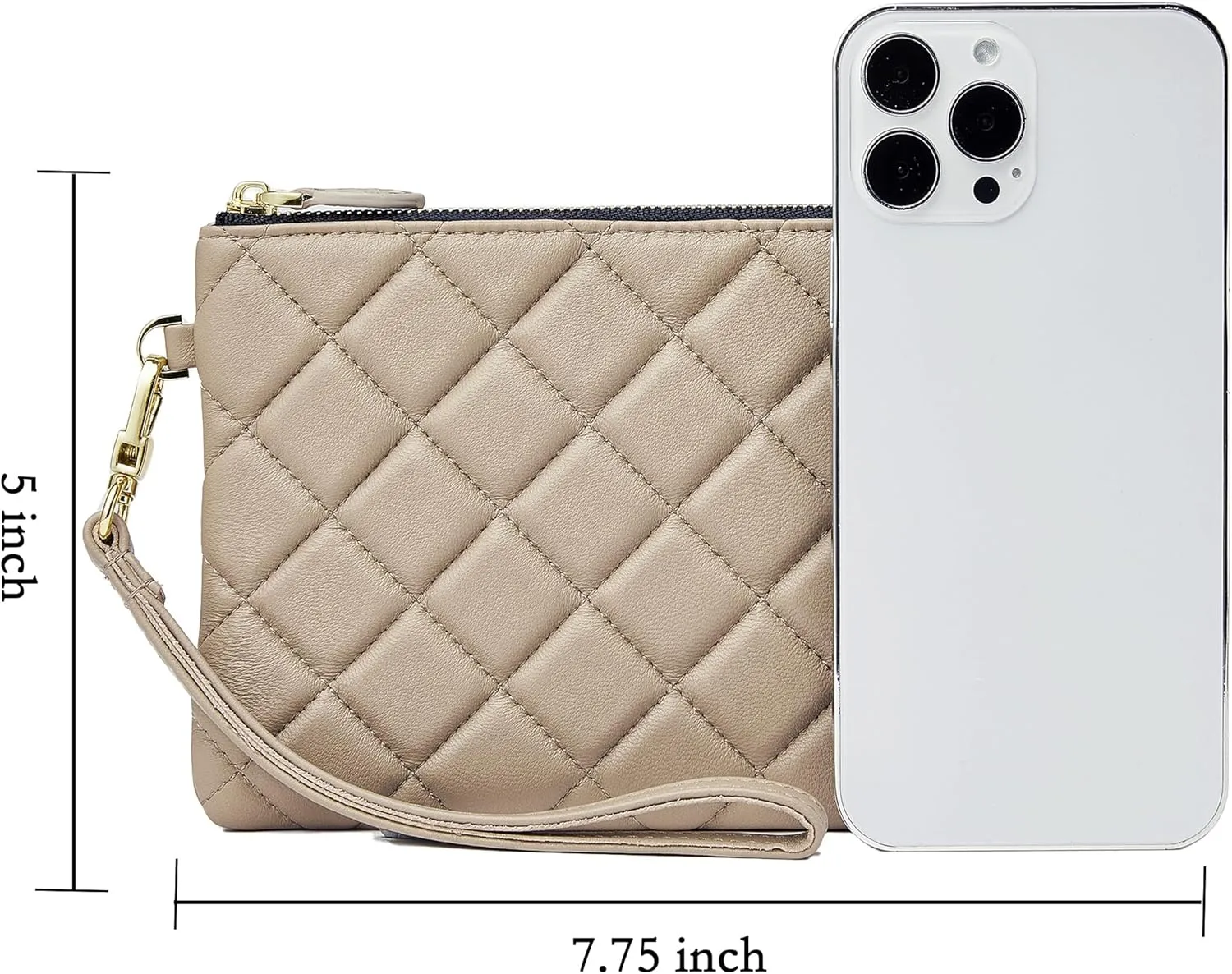 DORIS&JACKY Goatskin Leather Wristlet Clutch Wallet Cute Small Pouch Bag With Strap