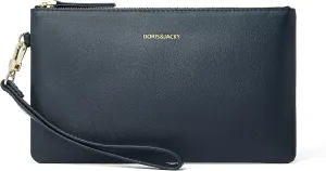 DORIS&JACKY Goatskin Leather Wristlet Clutch Wallet Cute Small Pouch Bag With Strap