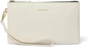 DORIS&JACKY Goatskin Leather Wristlet Clutch Wallet Cute Small Pouch Bag With Strap
