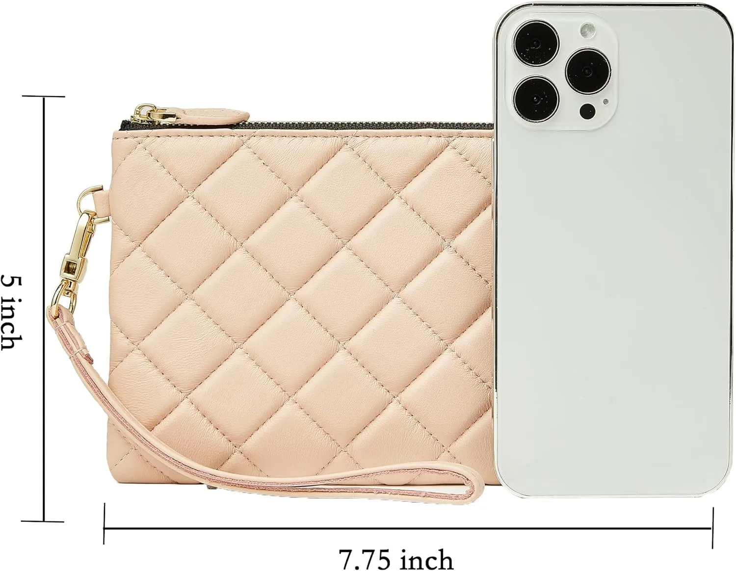 DORIS&JACKY Goatskin Leather Wristlet Clutch Wallet Cute Small Pouch Bag With Strap
