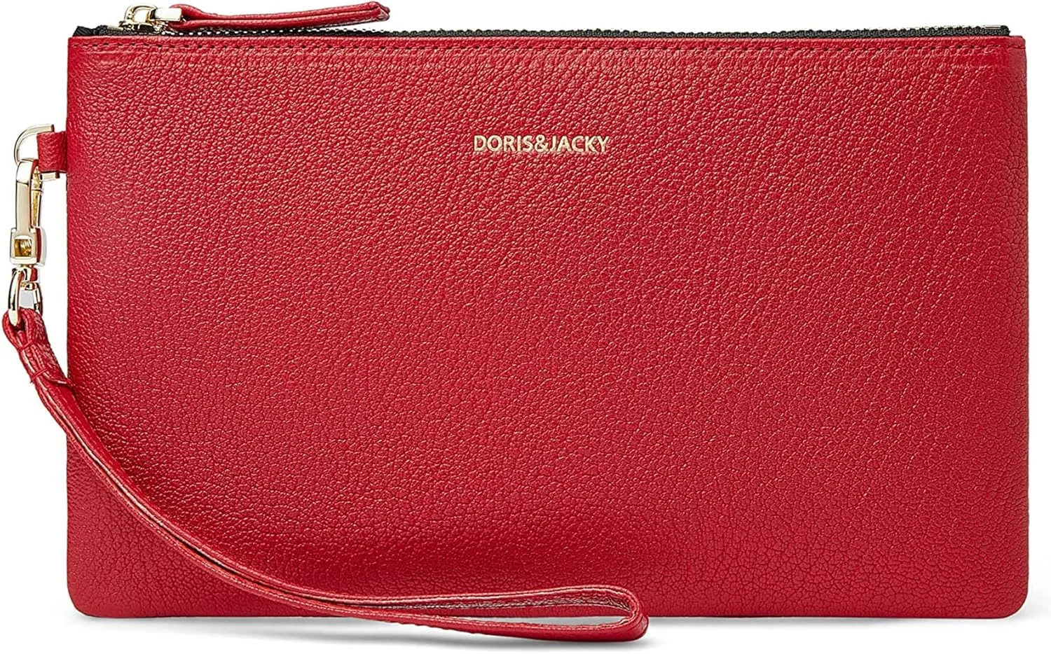 DORIS&JACKY Goatskin Leather Wristlet Clutch Wallet Cute Small Pouch Bag With Strap