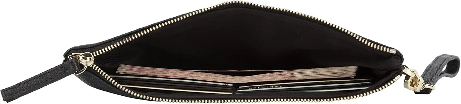 DORIS&JACKY Goatskin Leather Wristlet Clutch Wallet Cute Small Pouch Bag With Strap