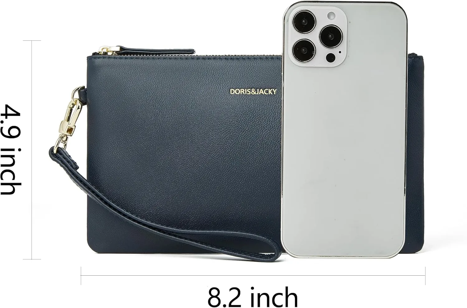 DORIS&JACKY Goatskin Leather Wristlet Clutch Wallet Cute Small Pouch Bag With Strap