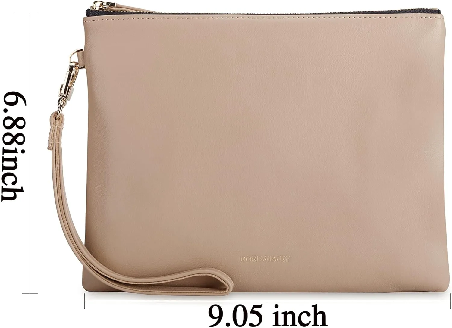 DORIS&JACKY Lambskin Leather Wristlet Clutch Purse For Women Large Soft Designer Wallet With Strap…