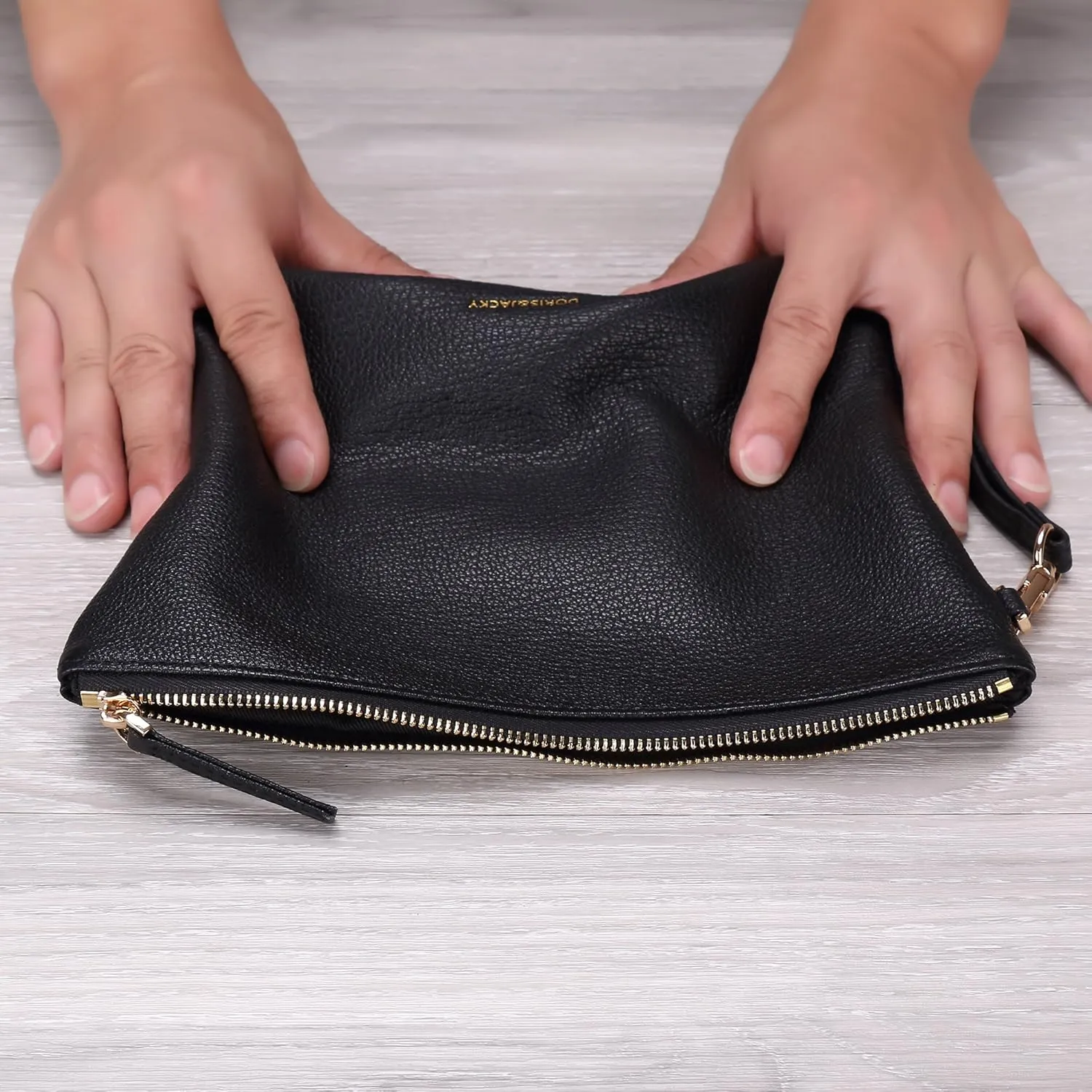 DORIS&JACKY Lambskin Leather Wristlet Clutch Purse For Women Large Soft Designer Wallet With Strap…