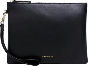 DORIS&JACKY Lambskin Leather Wristlet Clutch Purse For Women Large Soft Designer Wallet With Strap…