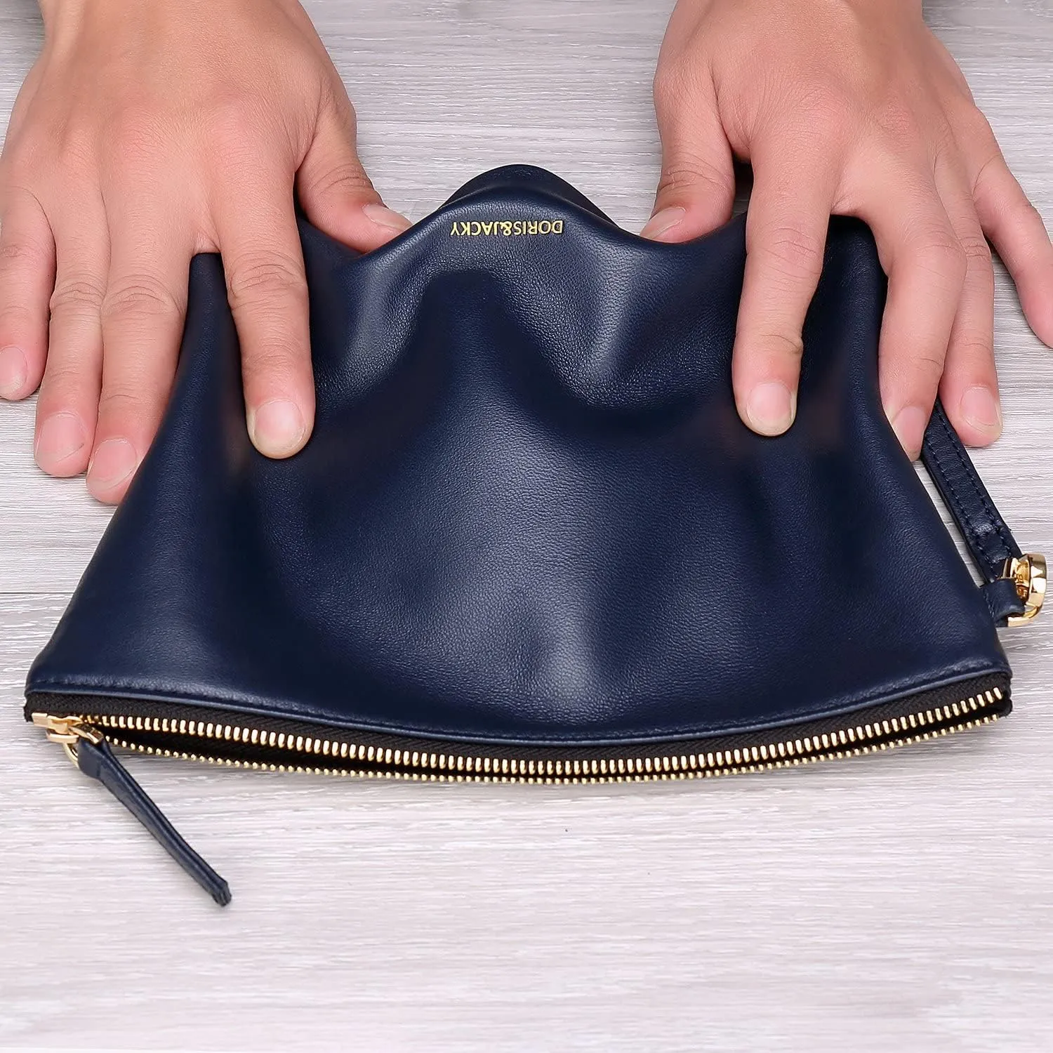 DORIS&JACKY Lambskin Leather Wristlet Clutch Purse For Women Large Soft Designer Wallet With Strap…