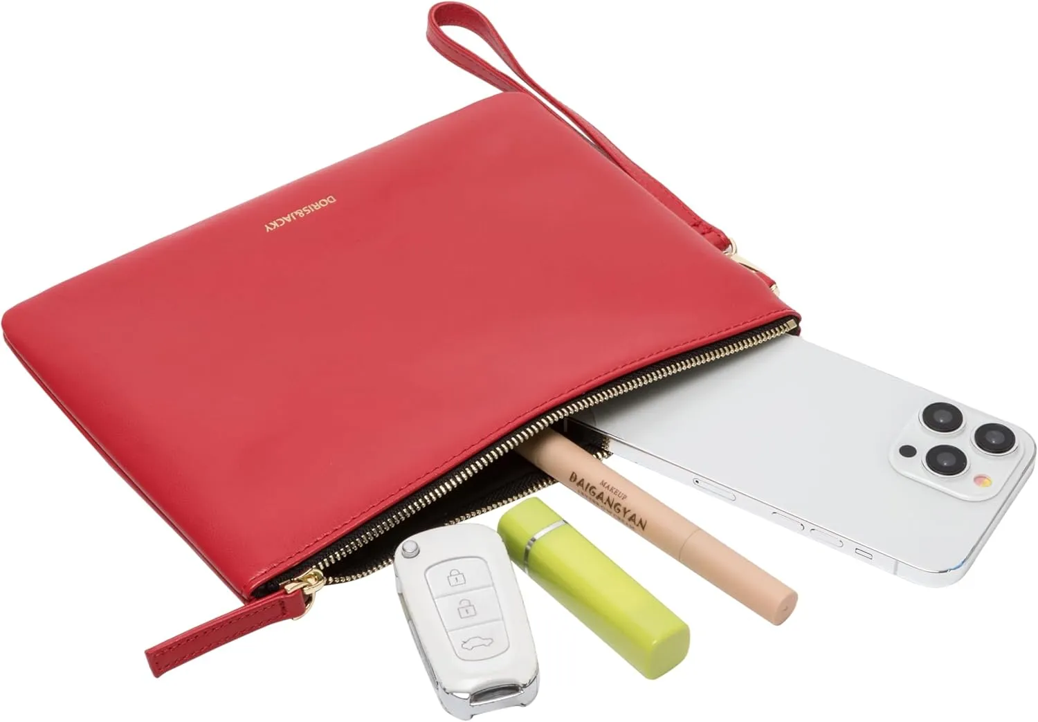 DORIS&JACKY Lambskin Leather Wristlet Clutch Purse For Women Large Soft Designer Wallet With Strap…