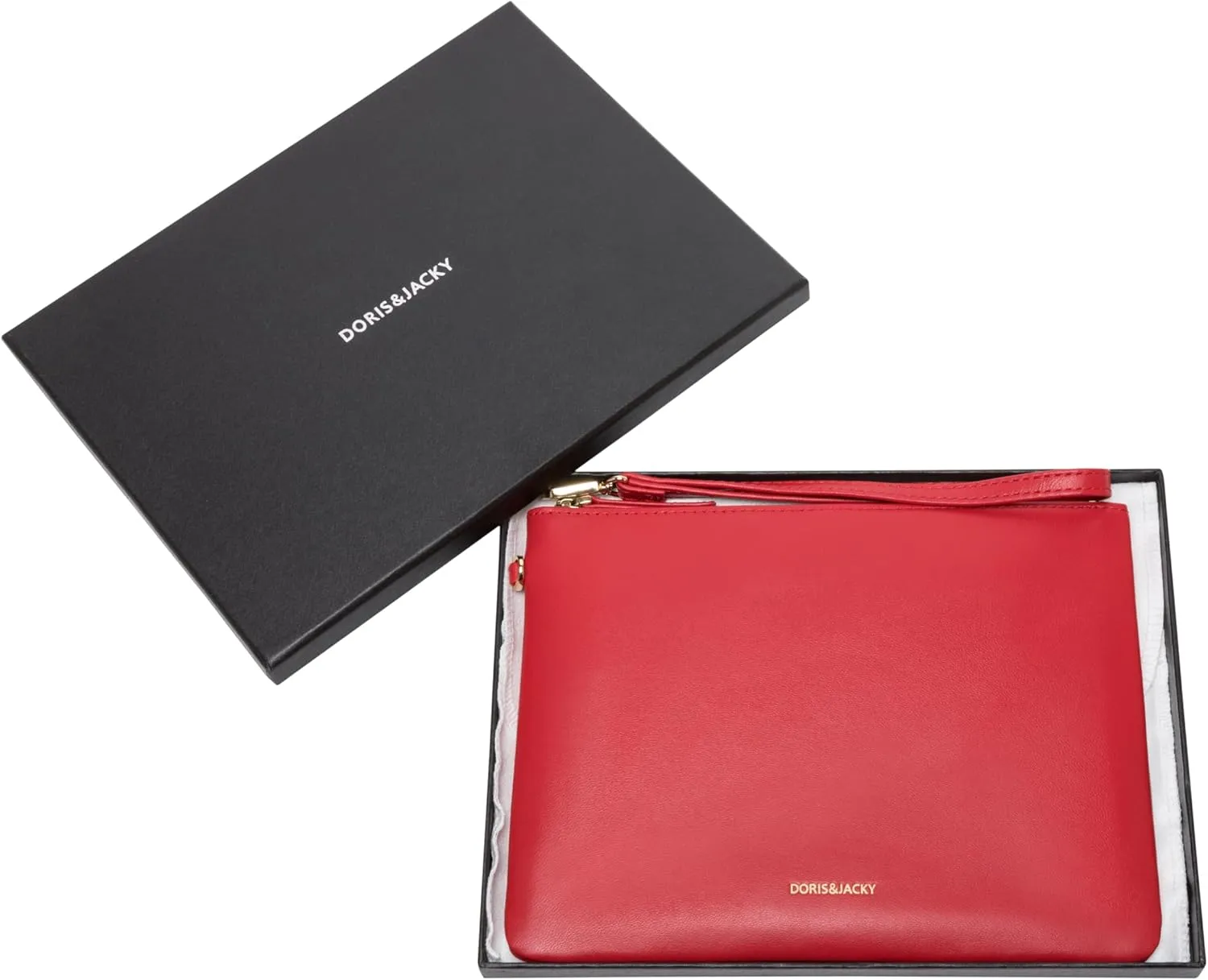 DORIS&JACKY Lambskin Leather Wristlet Clutch Purse For Women Large Soft Designer Wallet With Strap…