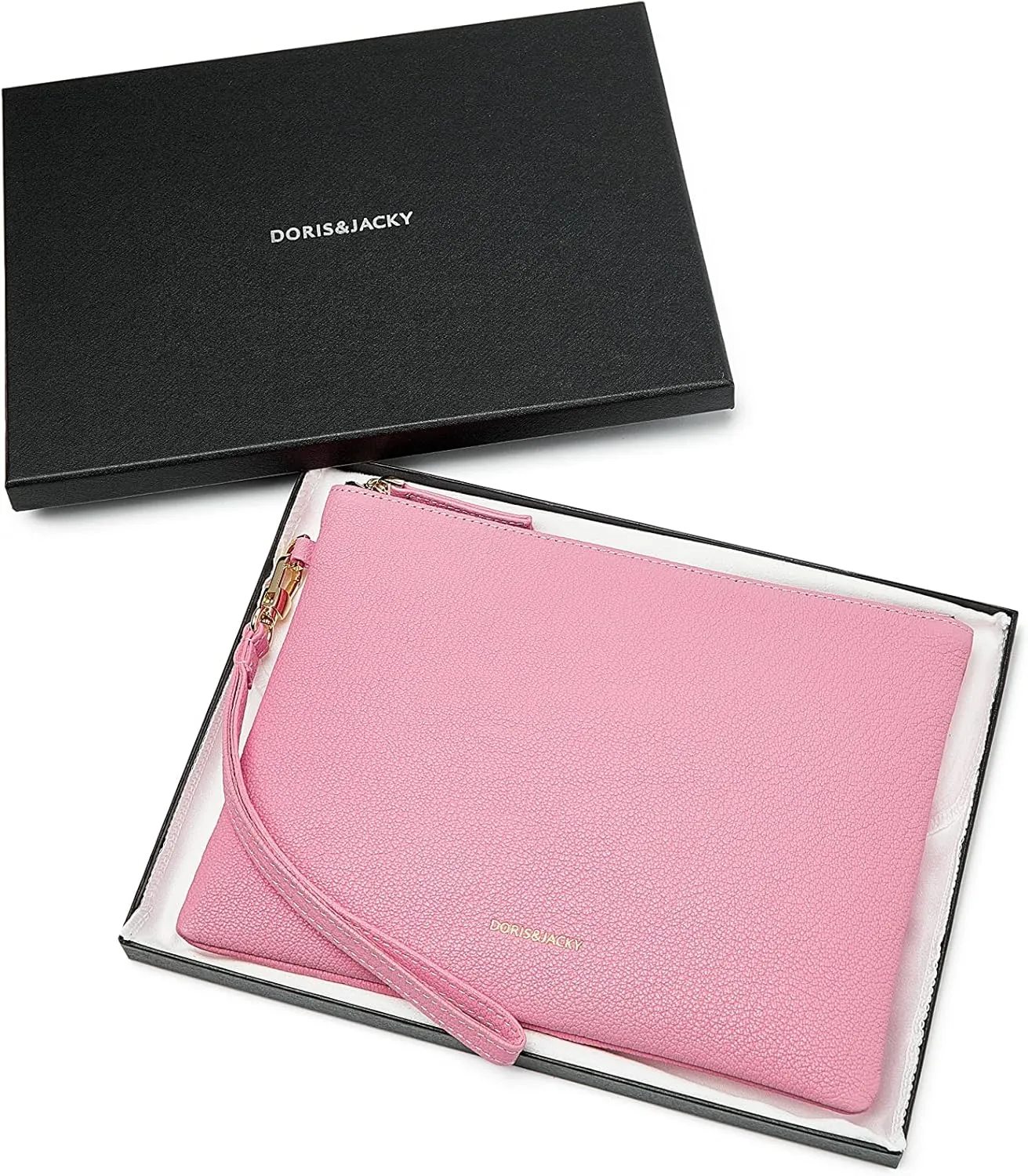 DORIS&JACKY Lambskin Leather Wristlet Clutch Purse For Women Large Soft Designer Wallet With Strap…