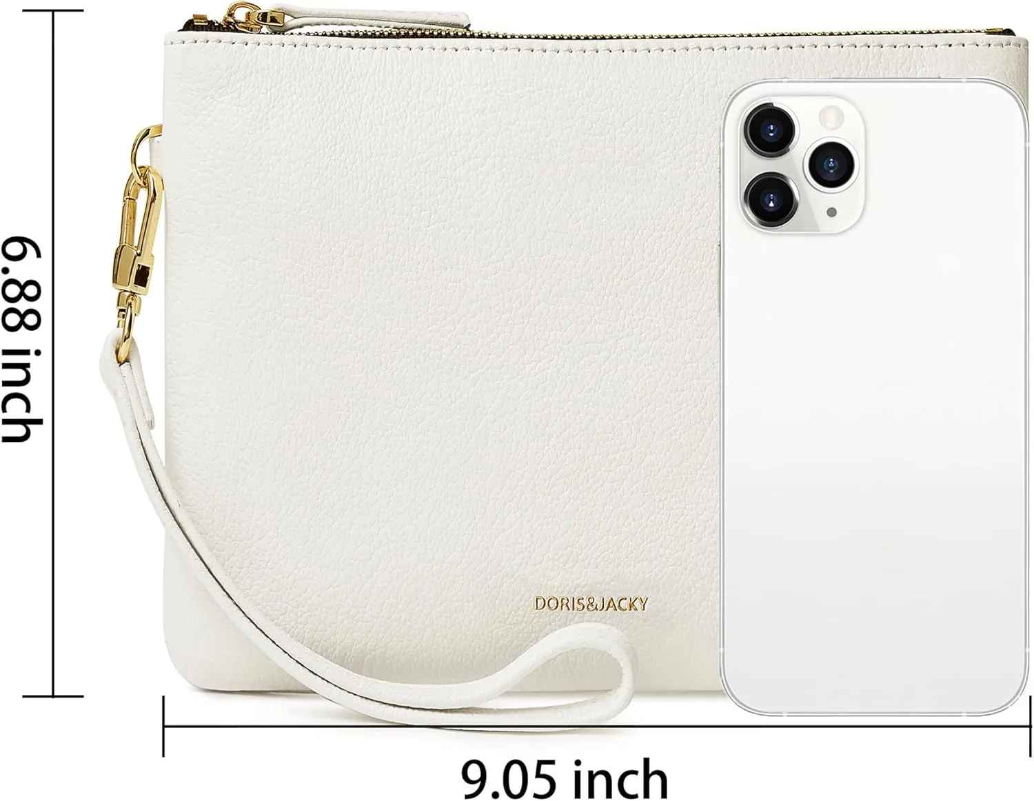 DORIS&JACKY Lambskin Leather Wristlet Clutch Purse For Women Large Soft Designer Wallet With Strap…