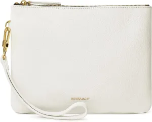 DORIS&JACKY Lambskin Leather Wristlet Clutch Purse For Women Large Soft Designer Wallet With Strap…