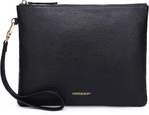 DORIS&JACKY Lambskin Leather Wristlet Clutch Purse For Women Large Soft Designer Wallet With Strap…