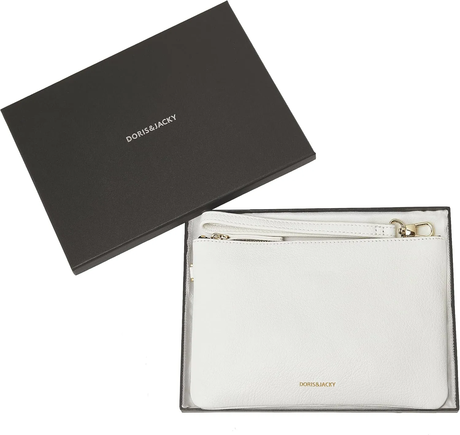 DORIS&JACKY Lambskin Leather Wristlet Clutch Purse For Women Large Soft Designer Wallet With Strap…
