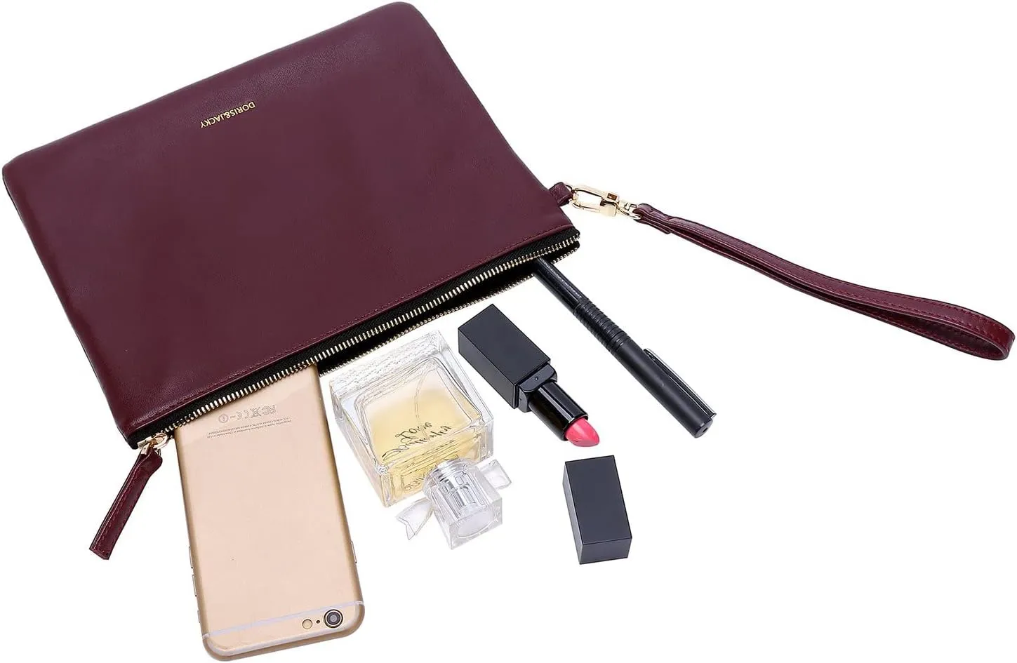 DORIS&JACKY Lambskin Leather Wristlet Clutch Purse For Women Large Soft Designer Wallet With Strap…