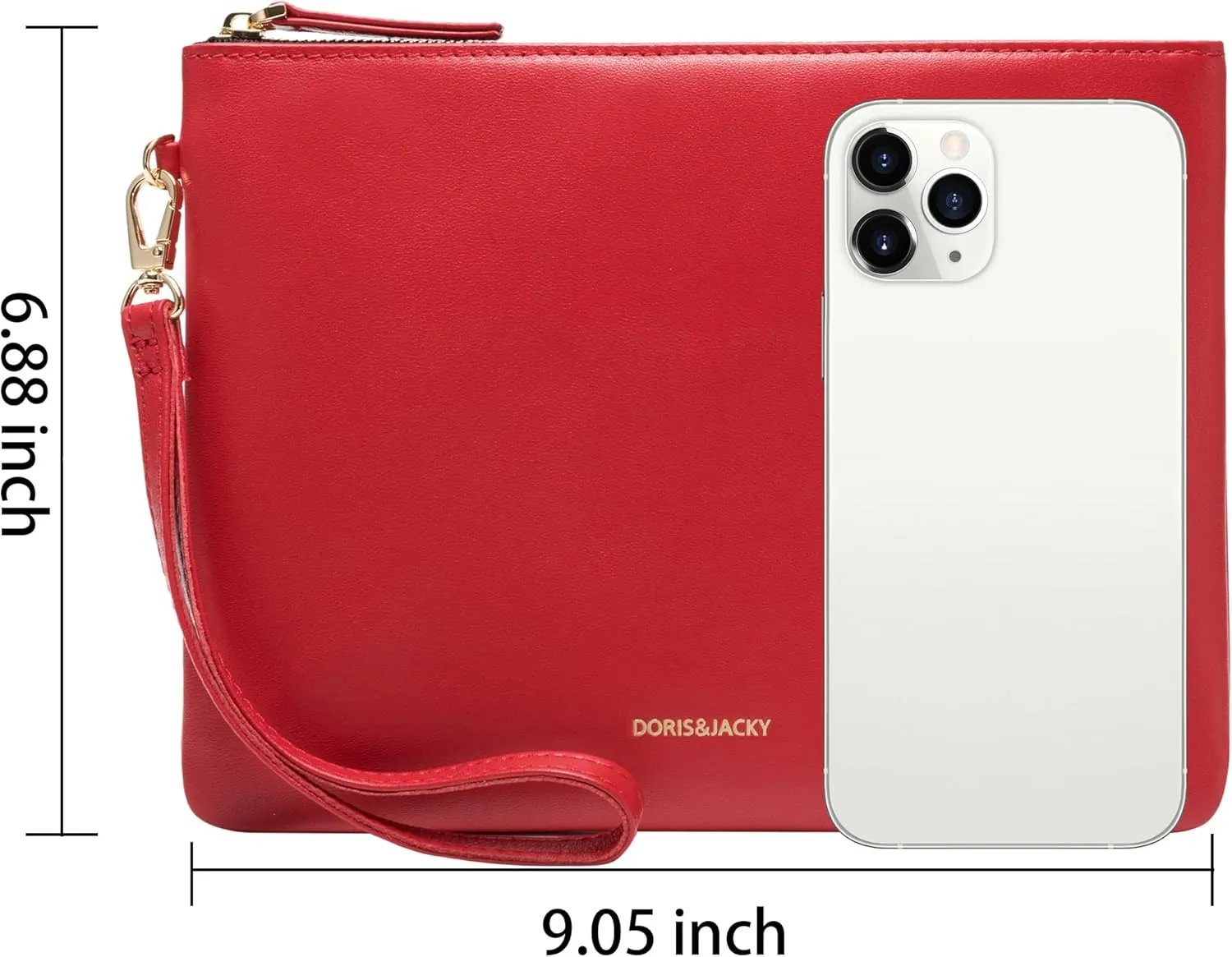 DORIS&JACKY Lambskin Leather Wristlet Clutch Purse For Women Large Soft Designer Wallet With Strap…