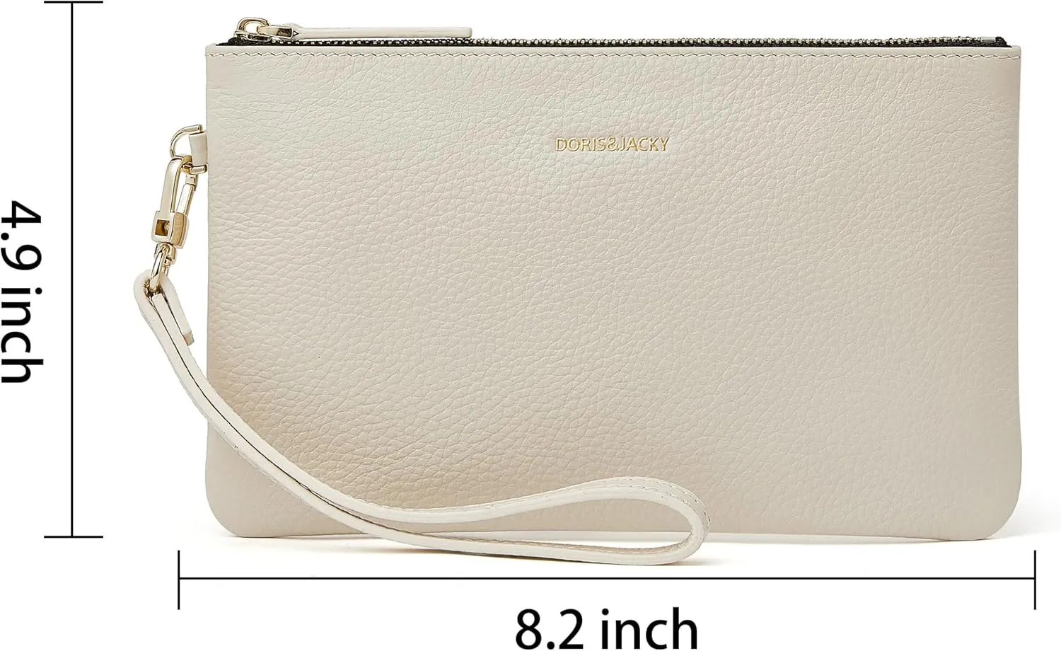DORIS&JACKY Small Leather Wristlet Clutch Purse for Women Slim Designer Wallet and Cellphone Pouch Bag With Detachable Strap
