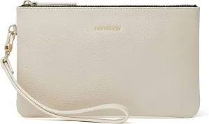 DORIS&JACKY Small Leather Wristlet Clutch Purse for Women Slim Designer Wallet and Cellphone Pouch Bag With Detachable Strap