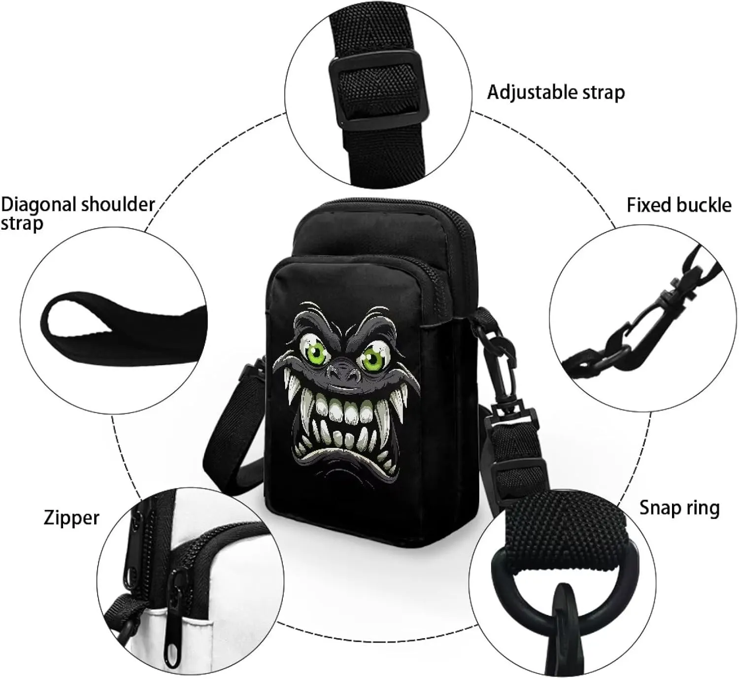 Double Layer Small Shoulder Bag Cross-Body Bags with Removable Shoulder Strap