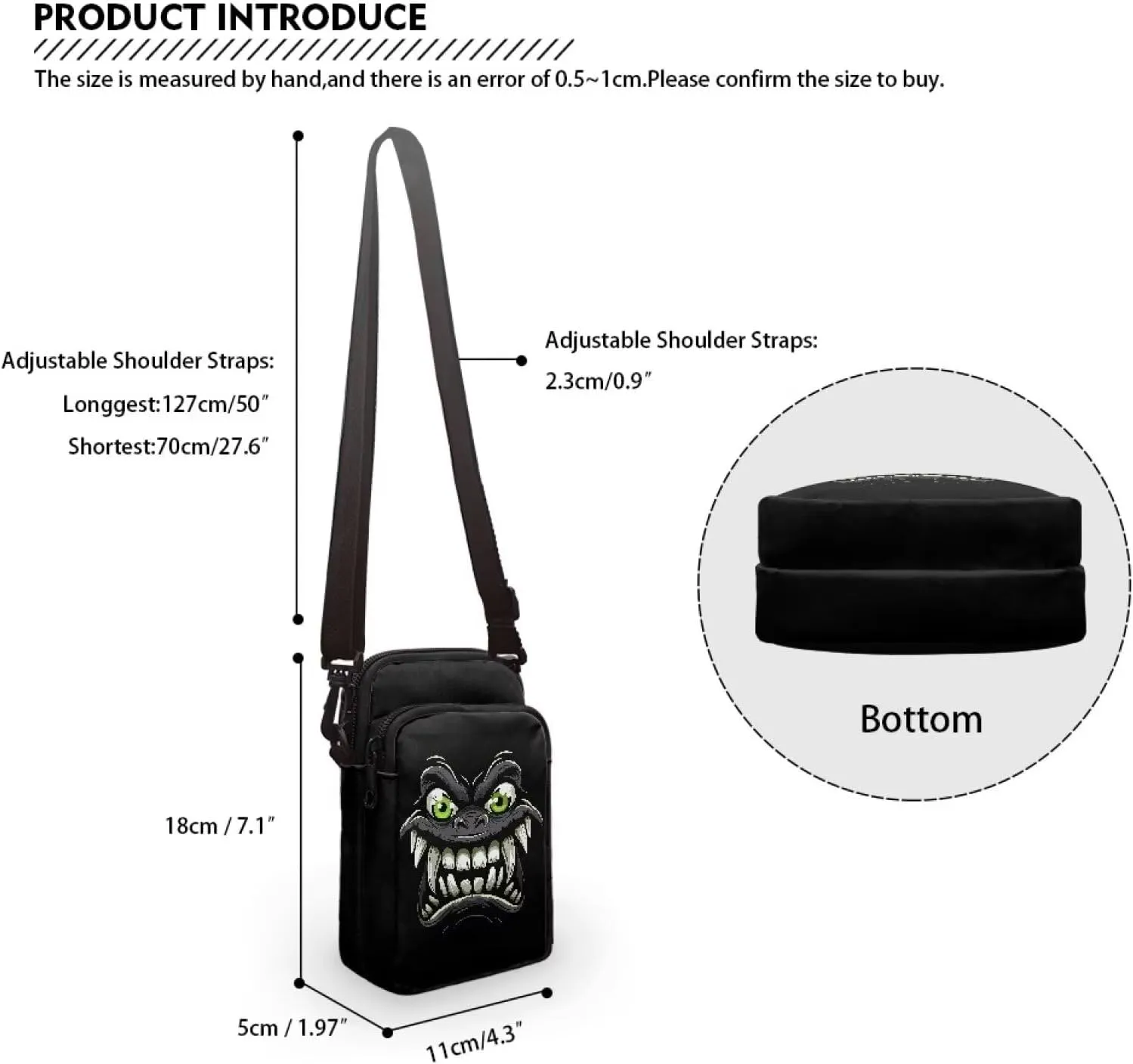 Double Layer Small Shoulder Bag Cross-Body Bags with Removable Shoulder Strap