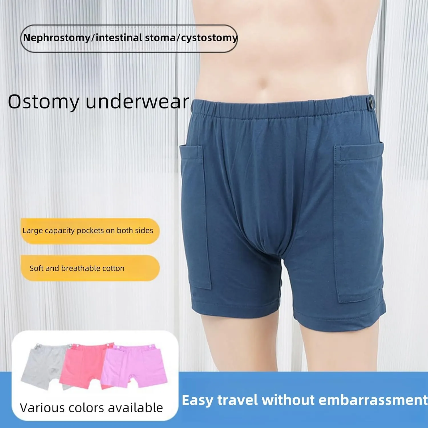 Drainage Bag Fixed Shorts, enteronephritis, Bladder Urethra, Rectal Stoma postoperative Care Underwear(Gray,XXL)