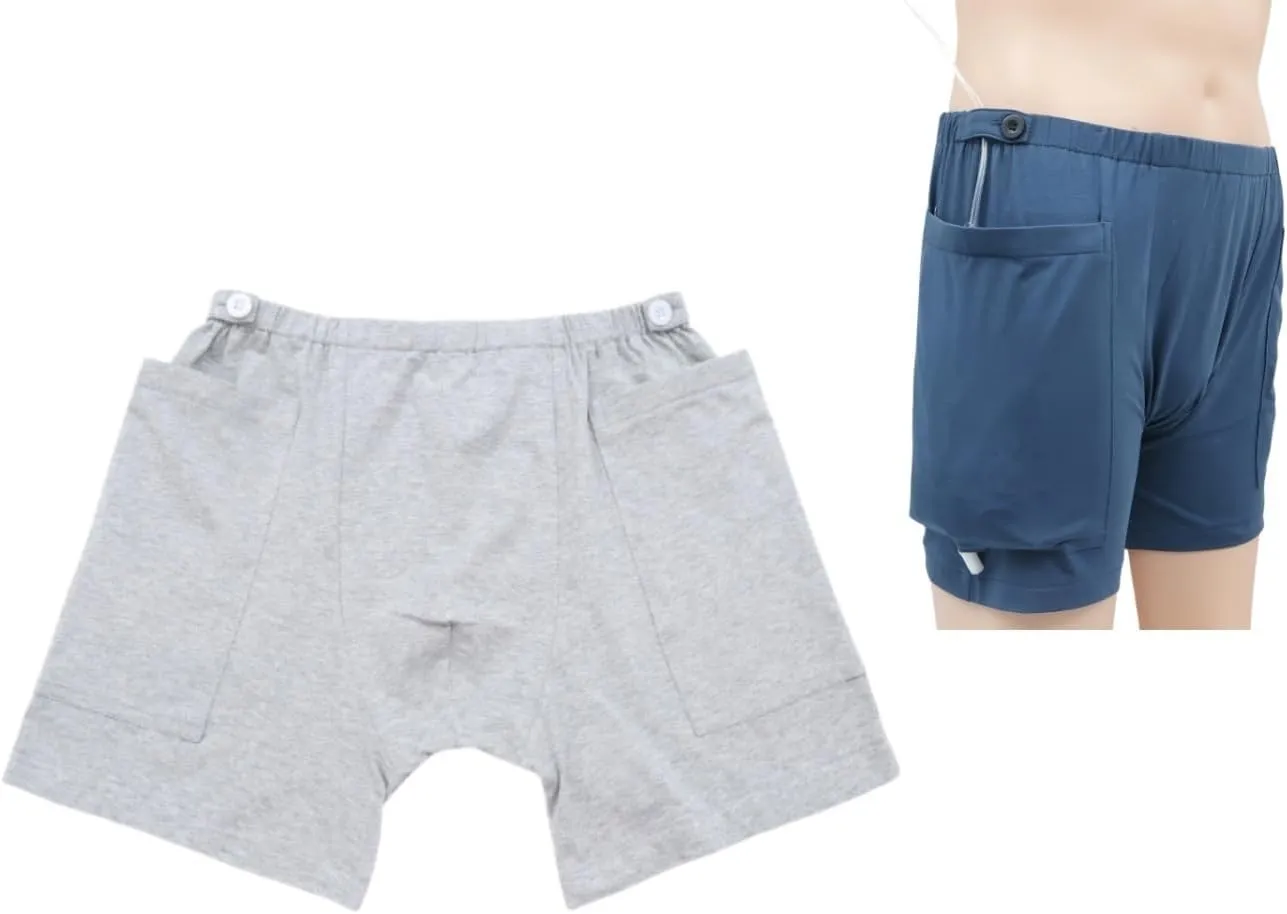 Drainage Bag Fixed Shorts, enteronephritis, Bladder Urethra, Rectal Stoma postoperative Care Underwear(Gray,XXL)