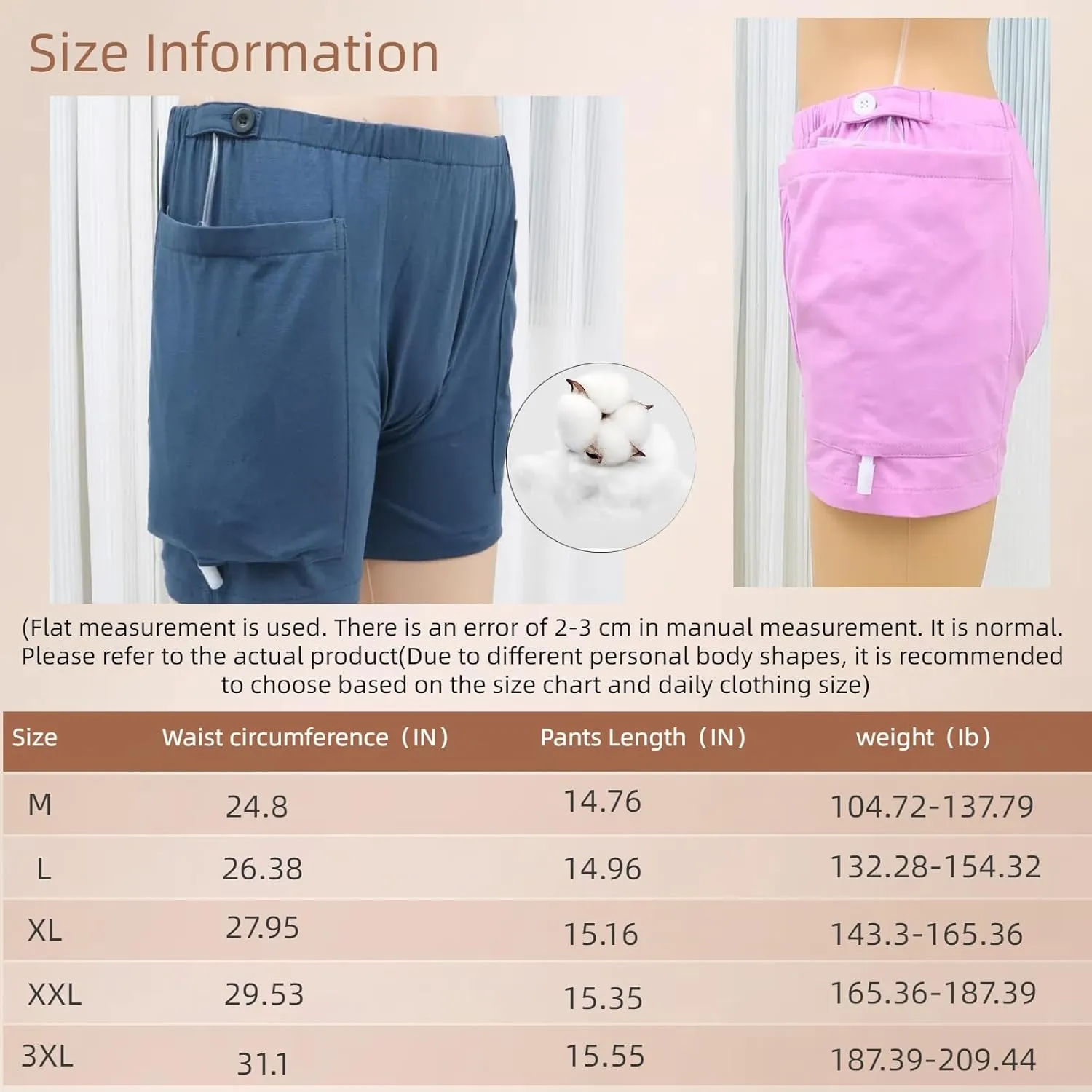 Drainage Bag Fixed Shorts, enteronephritis, Bladder Urethra, Rectal Stoma postoperative Care Underwear(Gray,XXL)