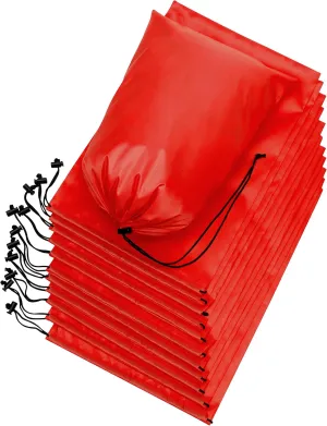 Drawstring Bag - Nylon Cinch and Ditty Stuff Pouch with Toggle (10 x 15-12 pack, Red)