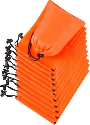 Drawstring Bag - Nylon Cinch and Ditty Stuff Pouch with Toggle (5 x 7-12 pack, Orange)