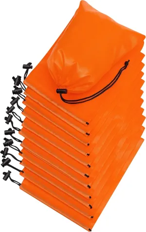 Drawstring Bag - Nylon Cinch and Ditty Stuff Pouch with Toggle (6 x 8-12 pack, Orange)