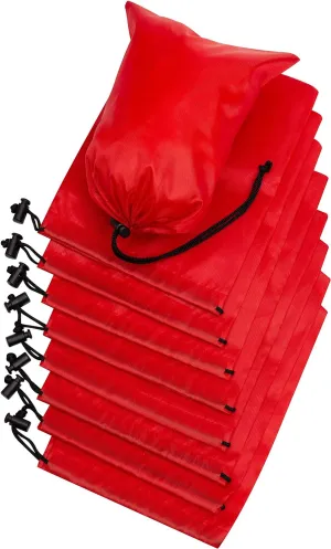 Drawstring Bag - Nylon Cinch and Ditty Stuff Pouch with Toggle (6 x 8-12 pack, Red)
