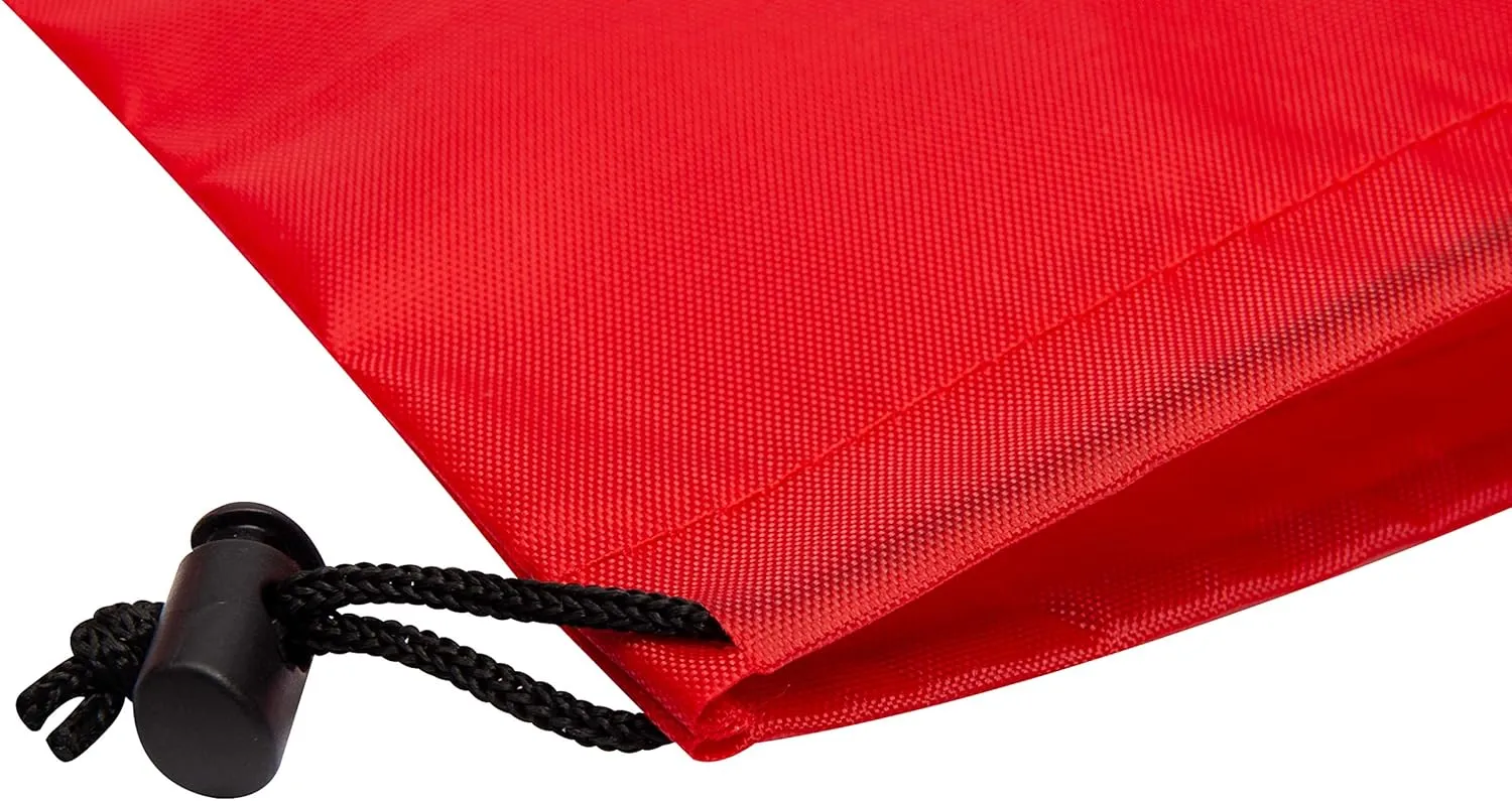 Drawstring Bag - Nylon Cinch and Ditty Stuff Pouch with Toggle (6 x 8-12 pack, Red)