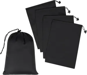 Drawstring Bag - UltraLight Nylon Cinch and Ditty Pouch For Travel, Office, Workout (5 pack, Black, 8 x 11 inch)