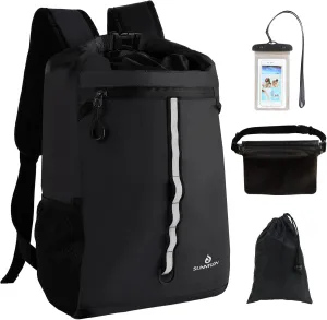 Dry Bag Backpack,20L Dry bags Waterproof Kayaking with Waist Pouch and Phone Case,Waterproof Backpack Marine dry bag for Kayaking,Beach,Rafting, Boating,Hiking,Camping and Fishing (Black)